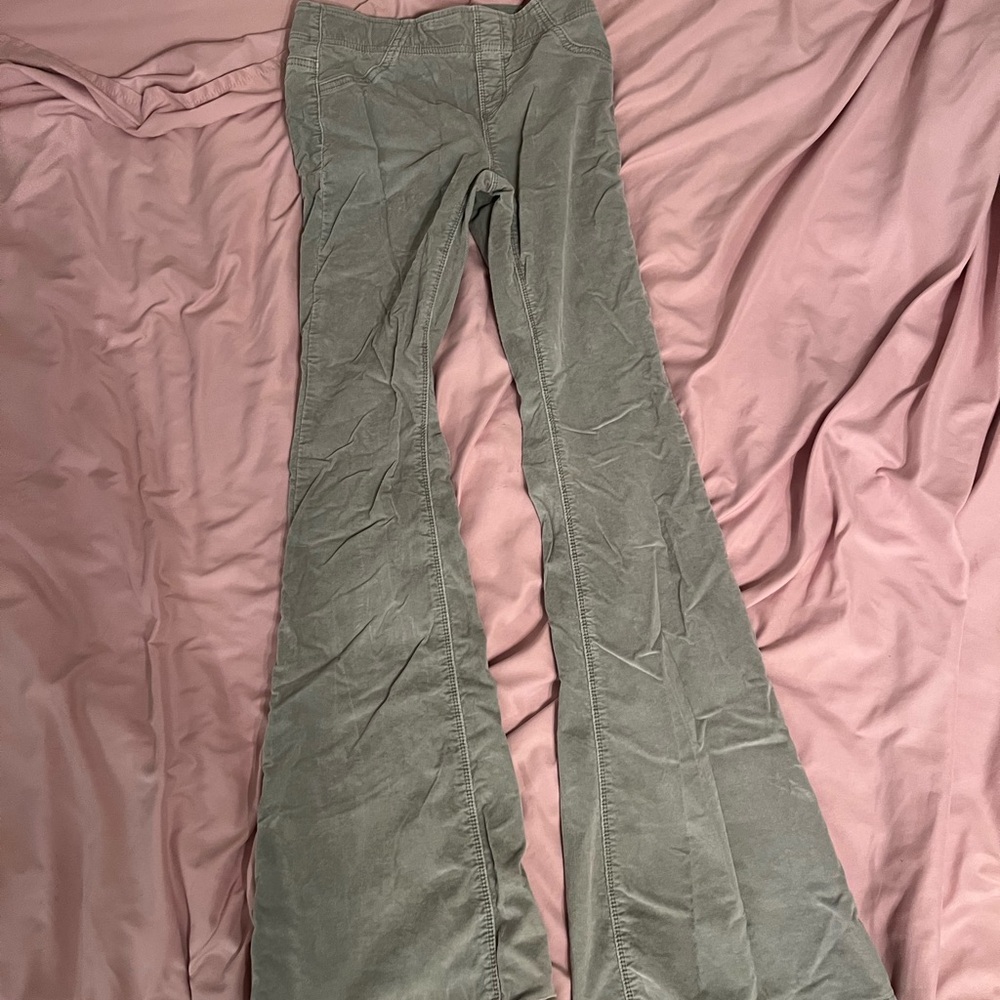 Green Flared Corduroy Pants